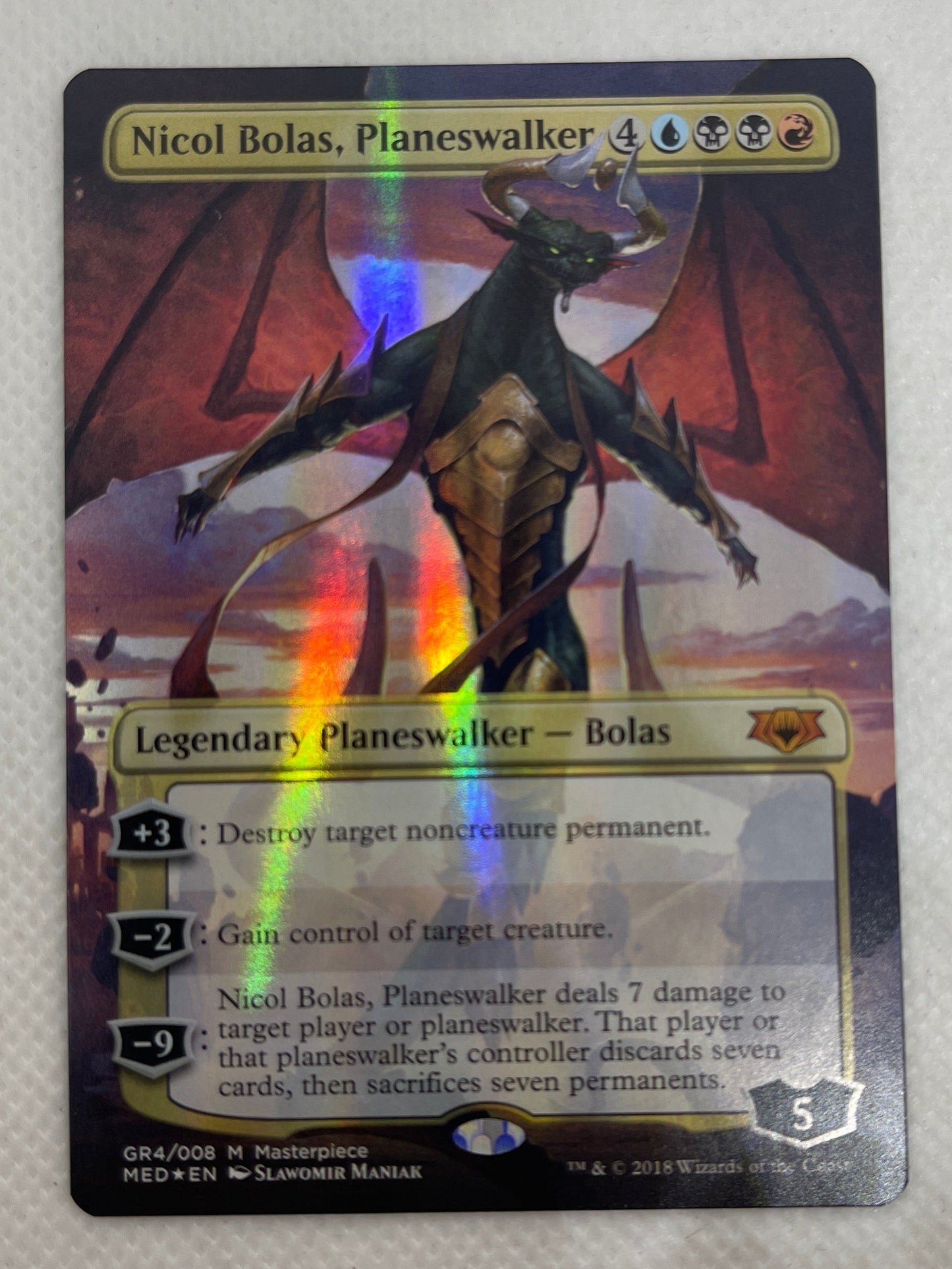 Card with fantasy artwork on a textured gray background
