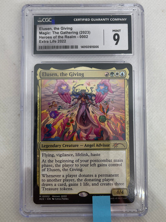 Trading card in a protective case on a light gray background