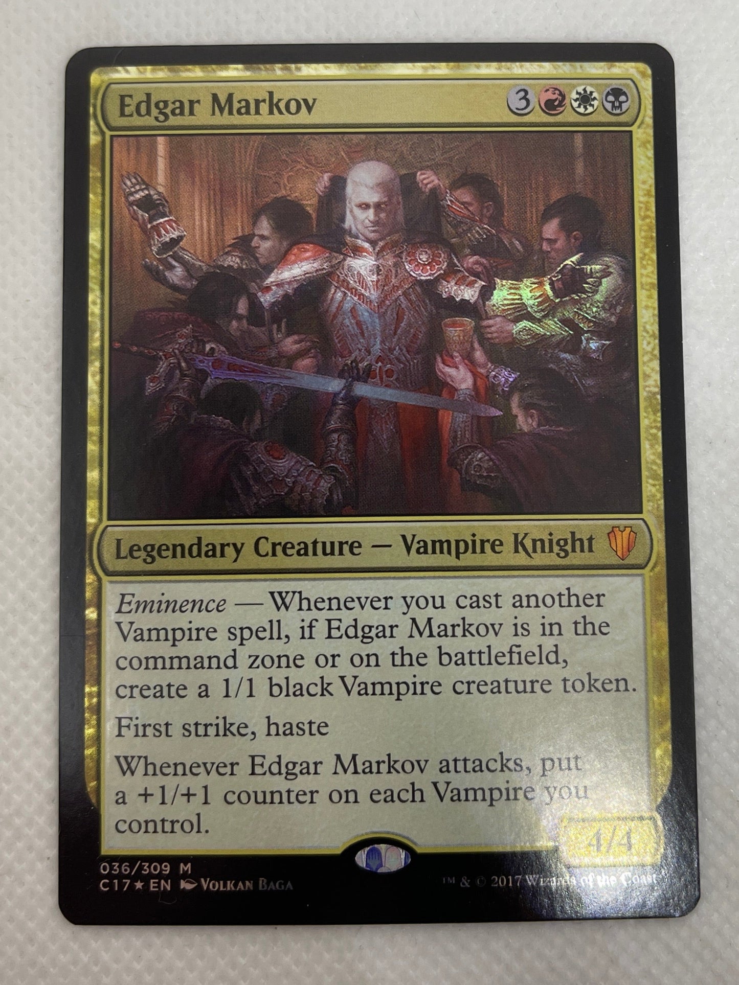 Trading card featuring an eldritch creature on a white surface