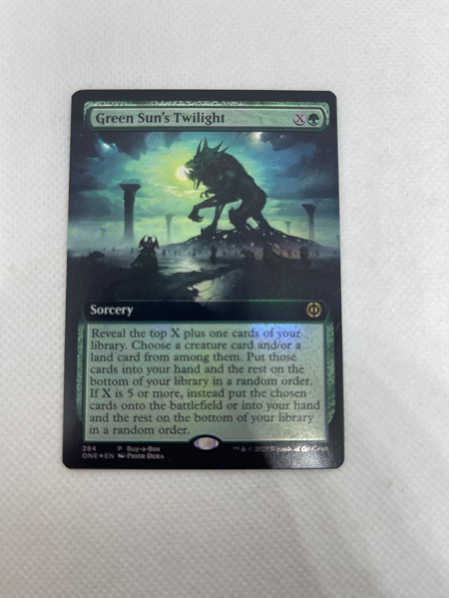 Green Sun's Twilight - Phyrexia All Will Be One Buy a Box Extended Art Promo #284 FOIL