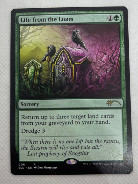 Trading card featuring a fantasy scene with characters and text on a white background