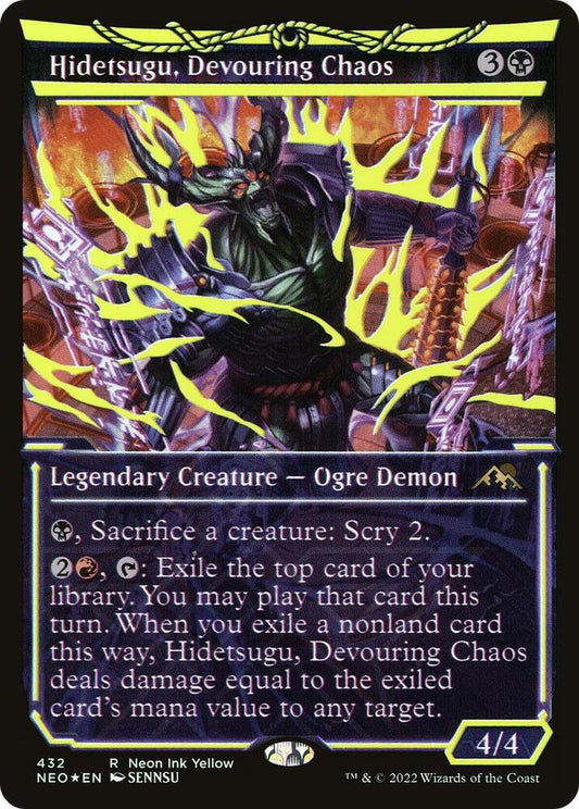 Hidetsugu, Devouring Chaos (Neon Yellow) (WPN Exclusive) - Kamigawa: Neon Dynasty - 432