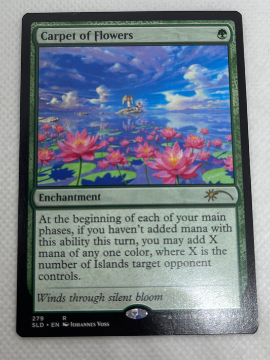 Card with colorful illustration of flowers on a white background