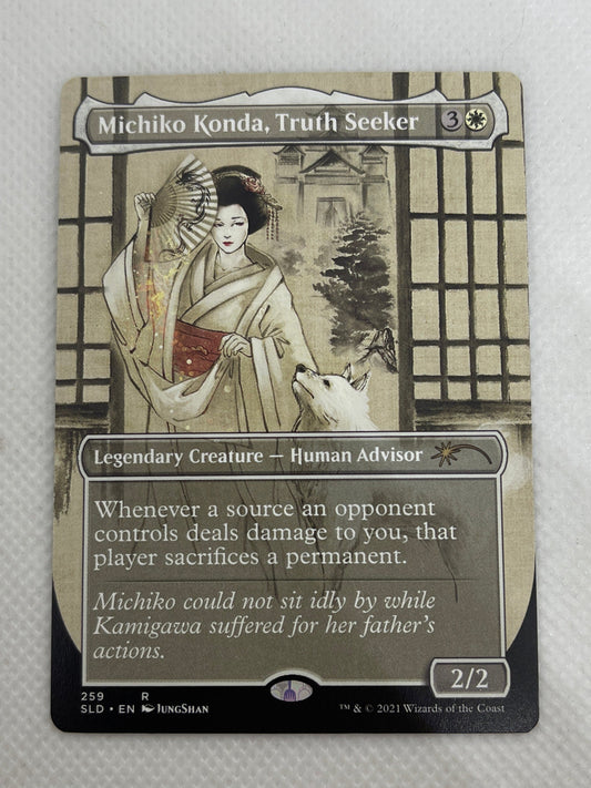 Card with artistic design and text on a textured surface