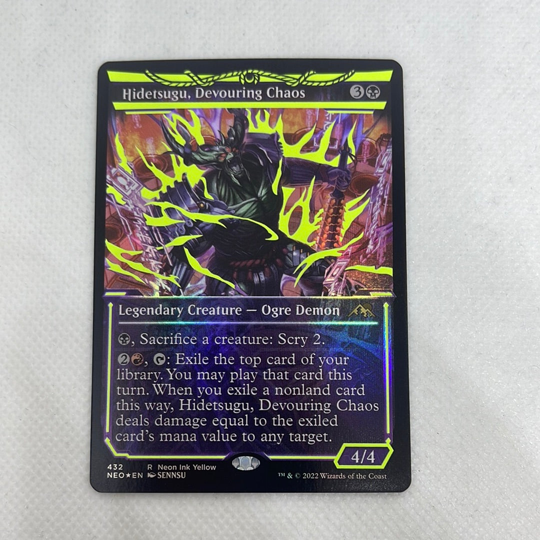 Hidetsugu, Devouring Chaos - Neon Yellow WPN Exclusive Kamigawa: Neon Dynasty