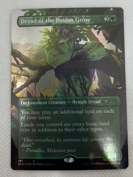 Card with green and black design on a white background