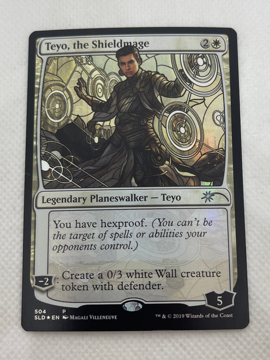 Trading card featuring a character in a fantasy setting on a white background