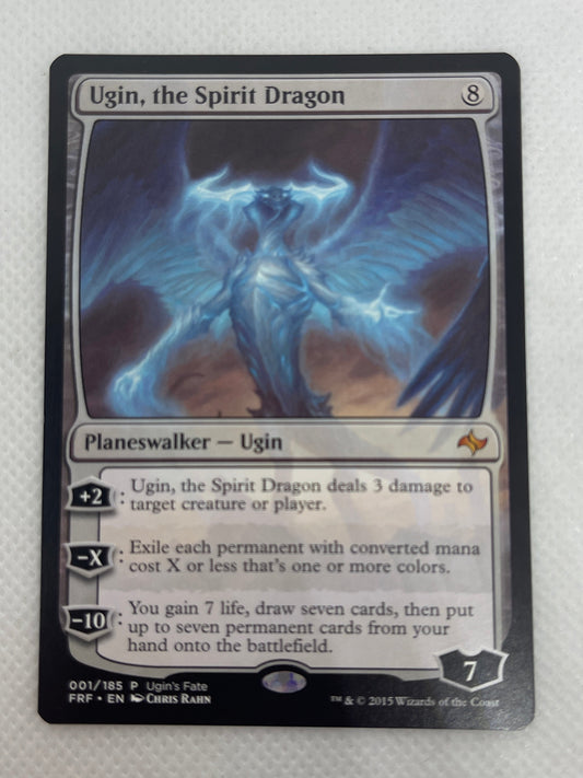 Trading card featuring a dragon on a white background