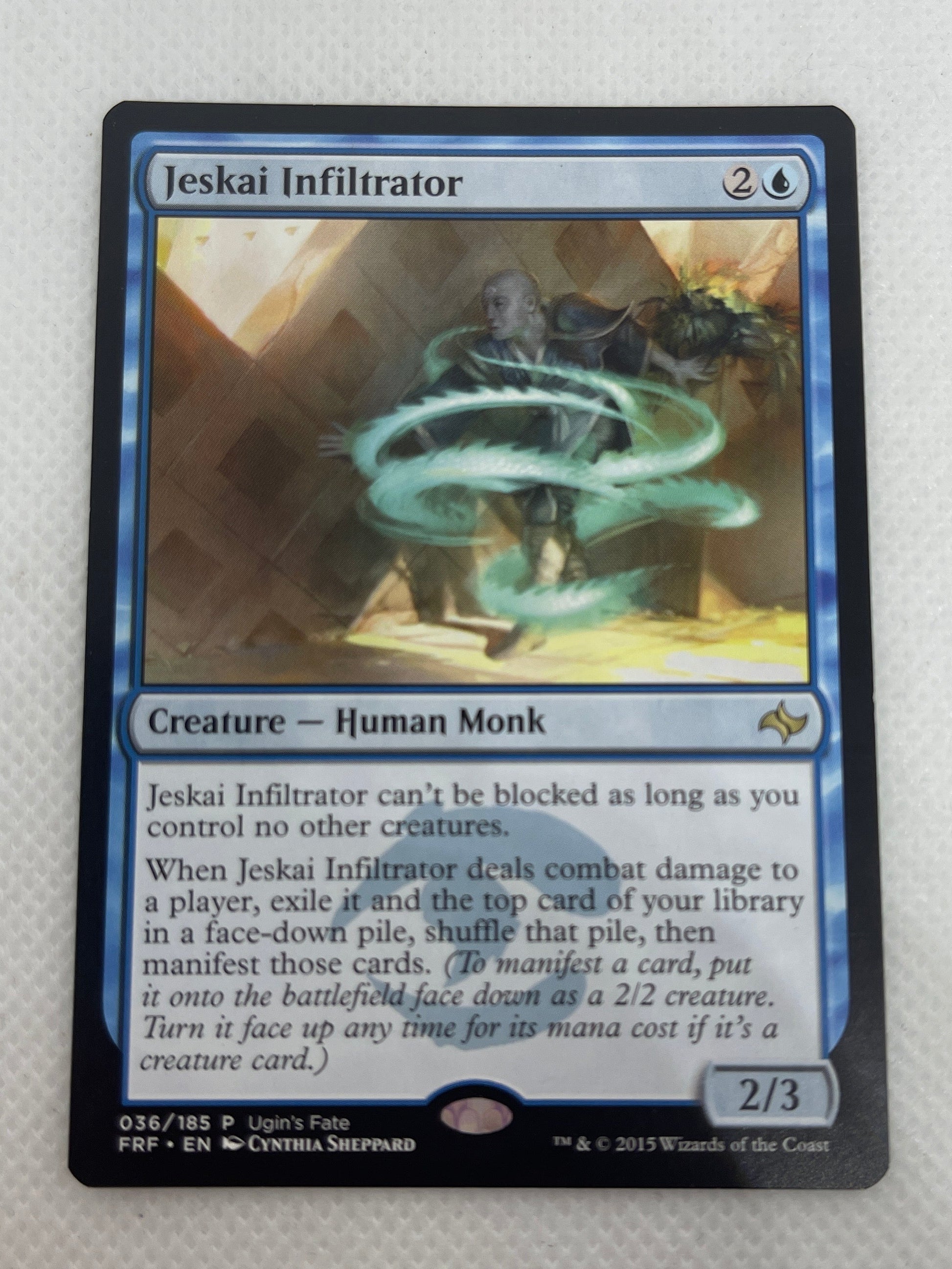 Trading card with game text and artwork on a white background